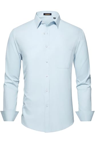 Image of HISDERN Mens Dress Shirts Long Sleeve Button Down Casual Shirts for Men Inner Contrast Formal Business Tuxedo Wedding Shirt