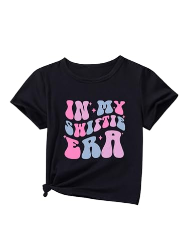 SOLY HUX Toddler Girl's Letter Print T Shirt Short Sleeve Round Neck Summer Graphic Tees Tops