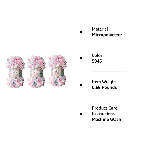 Alize Puffy Fine Color Baby Blanket Yarn Lot Of 3Skn 300Gr 48Yds 100% Micropolyester Soft Yarn Hand Knitting Yarn Super Chunky Bulky Woven Worested Yarn (5945) #TOP5