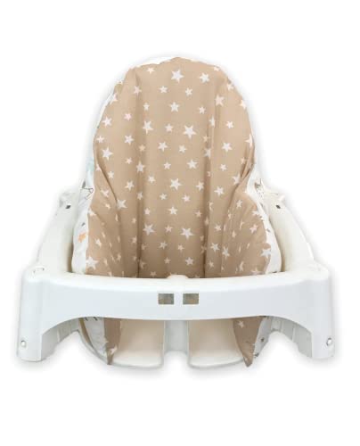 Image of Cover- Washable & Reversible Cotton Cushion Cover for IKEA High Chair Accessories, Compatible with Antilop,Only Cover! (Brown Rainbow)