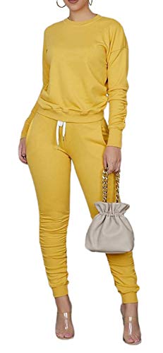 TOPONSKY Conjunto casual de 2 piezas para mujer con pantalones largos, chándales - amarillo - XX-Large