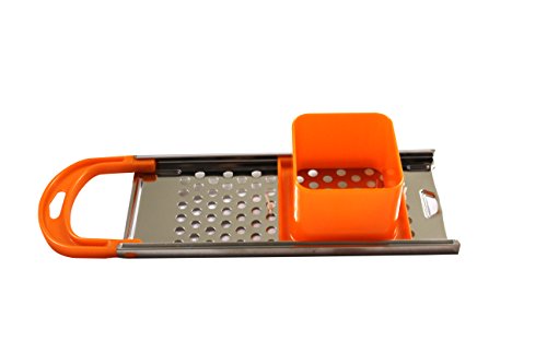 Spaetzle Maker By HARCCI : Homemade German Noodle Dumpling Making Tool With Safety Pusher And A Comfortable Handle – Stainless Steel And Food Grade Plastic In 5 Fun Colors (Orange)