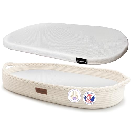 Image of Yunioo Baby Changing Basket, Portable Diaper Changing Pad, Moses Basket for Newborns, Changing Table Topper for Baby Nursery, Waterproof Travel Pad Cover