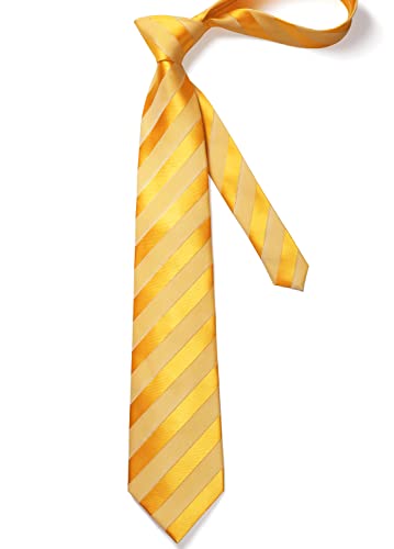 Image of HISDERN Mens Tie Striped Ties and Handkerchief Set Business Formal Woven Pocket Square Wedding College Stripe Necktie