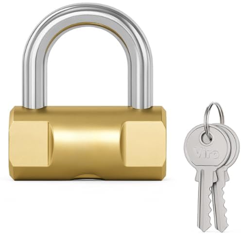80mm High Security Brass Padlock, 2 Keys, Closed Shackle, Heavy Duty Outdoor Garage Container, Shutter, Shed, Garden Shed, Wire Mesh