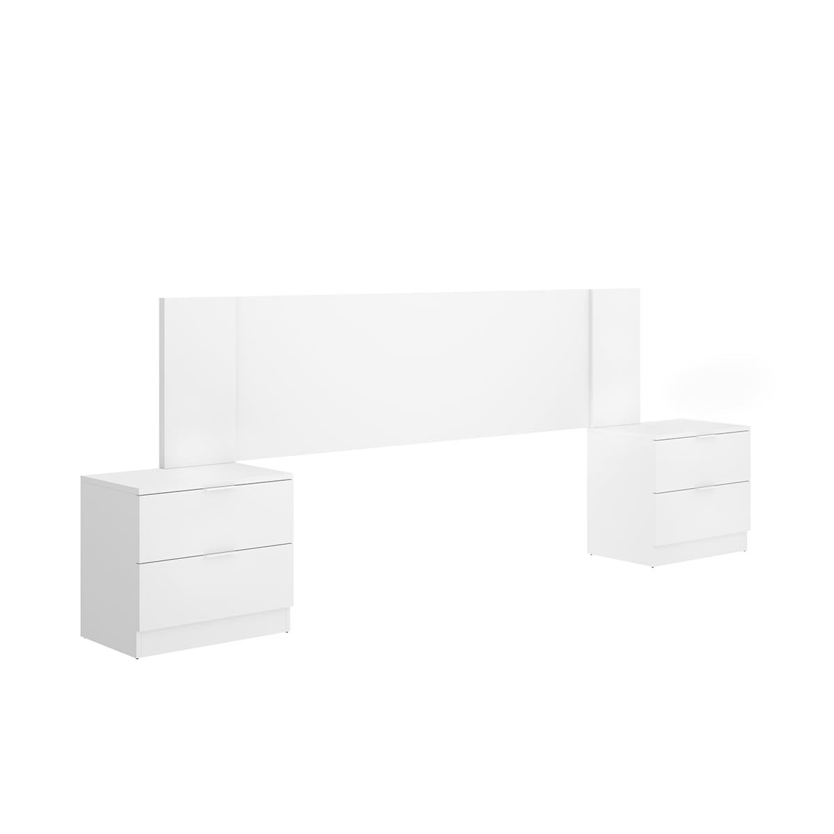 DEKIT Grupo RIMOBEL - Cabezal len para Cama DE 150CM con 2 MESITAS - Blanco - 96x251x34,2cm