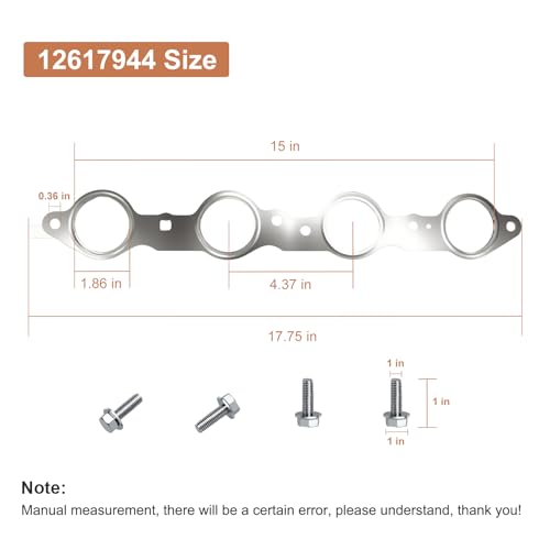 Image of 12617944 Exhaust Manifold Gasket Bolts Kit Fit for Chevy Silverado 1500 2500, LS Header LS1 LS2 LS3 LS6 Layer Steel GM Gasket Suburban 12558573 12600530 12620947 4.8 5.3 5.7 6.0 6.2