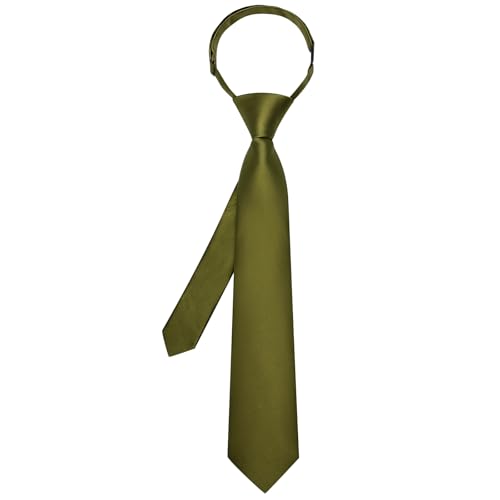 Image of Hi-Tie Pretied Boys Ties Solid Color Kids Adjustable Necktie Lapel Pin Clip Set Age 8-12 Wedding School Graduation