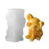 Molde de vela para perros, DIY 3D terror, fácil de desmoldar, reutilizable, forma de vela, para resina epoxi, figura de yeso, decoración de hormigón, obras de arte, amigos