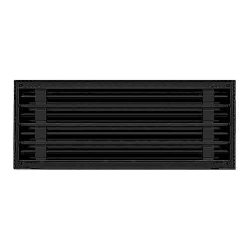 Image of BUILDMART - 20x8 Modern AC Vent Cover - Decorative Black Aluminum Air Vent - Standard Linear Slot Diffuser - Heating and Cooling Register Grille for Ceiling, Walls & Floors - Texas Buildmart