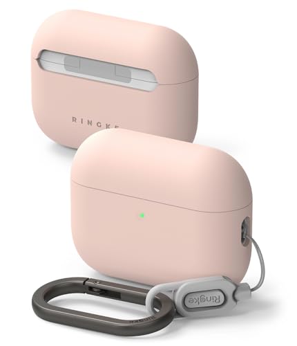 Image of Ringke Silicone for AirPods Pro 3 Case with Carabiner [Soft Premium Liquid Silicone] Slim Oil & Smudge Resistant Shockproof Protective Cover - Pink Sand