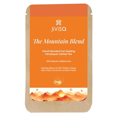 Image of JiViSa The Mountain Blend Gut Healing Herbal Tea Digestive Wellness with Milk Thistle, Ginger, Star Anise, Cinnamon, Fennel Seeds, Peppermint and Liquorice (Pouch (10g))