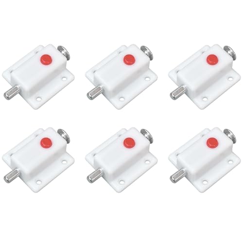 Image of 6 Pcs Automatic Spring Loaded Door Latch Lock ABS Plastic Push Security Bolt for Windows Cabinets Drawers Kitchen Furniture Sliding Locks Home Safety & Window Cabinet Drawer (White)