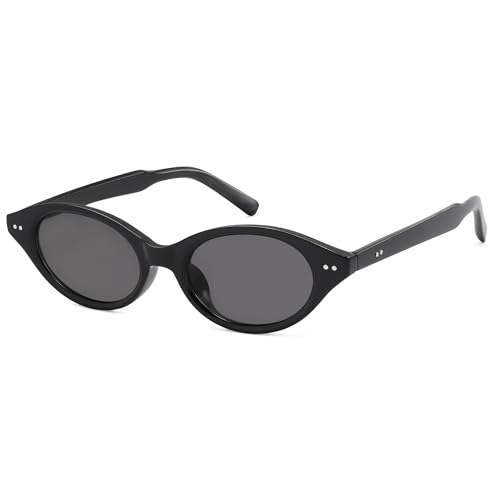 Image of VANLINKER Retro Oval Cat Eye Sunglasses for Women Men Small 90s Style Vintage Trendy Narrow Frame VL9844