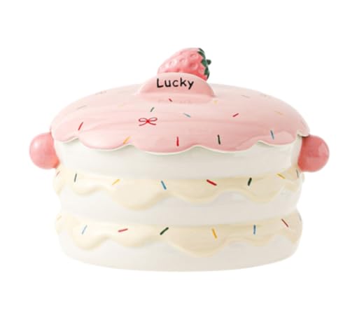 WOLKKAM 陶器ケーキ型インスタントラーメンボウル 蓋付き 高級 学生寮 電子レンジ対応 釉裏仕上げ (ピンク)