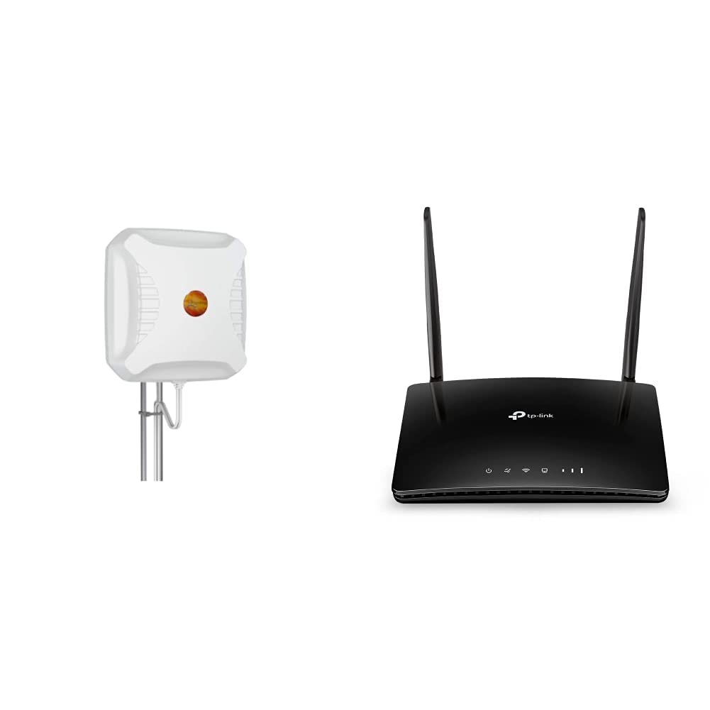 Poynting XPOL-2-5G Antenna & TP-Link TL-MR6400 300 Mbps 4G Mobile Wi-Fi Router, SIM Slot Unlocked, No Configuration Required, Removable External Wi-Fi Antennas, UK Plug, Black
