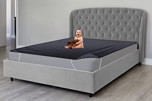 Image of The Furnishing Tree Mattress Protector /Waterproof Bedsheet Size WxL 36x75 inches Set of Two for Double Bed Polyester Black