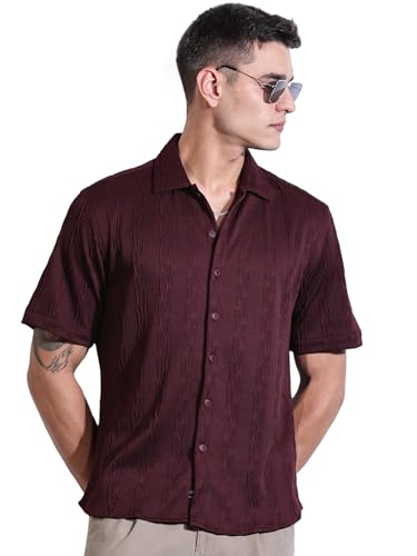 Image of Thomas Scott Men Polyester Blend Solid Oversized Fit Shirt
