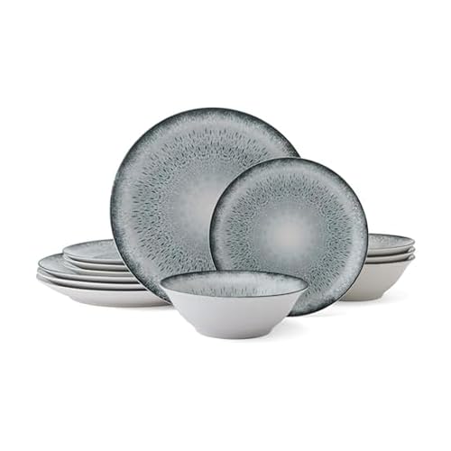 Mikasa Matteo 12 Piece Dinnerware Plate Bowl Set,...