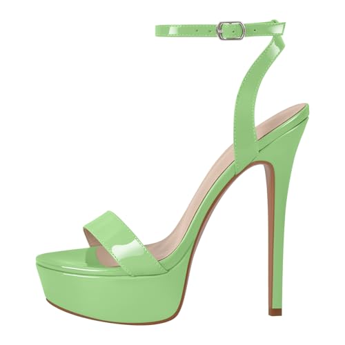 Image of Platform Stiletto High Heels for Women, Round Open Toe Ankle Strap Sexy Heeled Sandals for Wedding Party Dress