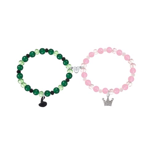 Cooluckday Matching Bracelets for Couples Best Friend Movie Inspiration Matching Crown Witch Hat Heart Charm Bracelets for Women Friendship Bracelets Gifts for Sister Long Distance Gift