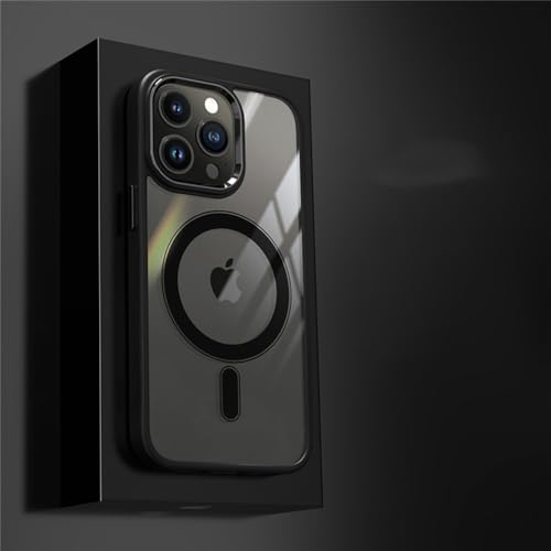 MVVKKY Funda Transparente para teléfono para iPhone 14 13 12 11 Pro MAX Funda magnética para teléfono móvil con Carga inalámbrica a Prueba de Golpes, Negra, para iPhone12 Pro MAX
