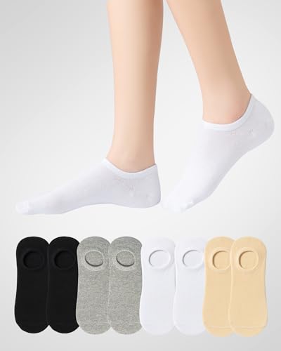 No Show Socks Women Low Cut Non Slip Flat Boat Soft Stretchable Socks for Women 4 Pairs - Main Image