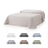 fundabel® - Colcha Boutí Acolchada Reversible como para Cama 150 (250x270 cm), Marfil, Microfibra Suave con Relleno Tacto Pluma, Ligera, Ideal para Primavera y Verano, Fabricada en España