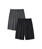 DAVID ARCHY Mens Pajama Shorts Bamboo Rayon Sleep Shorts Soft Comfy Breathable Lounge Pants with Pockets 2 Pack (XL, Black/Dark Gray)