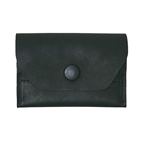 IPPINKA MKC Minimalist Multi-Functional Slim Full-Grain Leather Wallet - Includes Key Holder and Card and Cash Organizer - 4.1 x 3 inches - Black with flap
