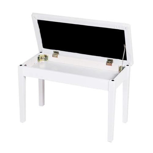 Giantex Piano Bench W/Padded Cushion and Music Storage, Comfortable Double Duet Seat, Wooden Legs, Perfect for Professional Or Home Use PU Leather Piano Stool (White)