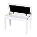 Giantex Piano Bench W/Padded Cushion And Music Storage, Comfortable Double Duet Seat, Wooden Legs, Perfect For Professional Or Home Use PU Leather Piano Stool (White)