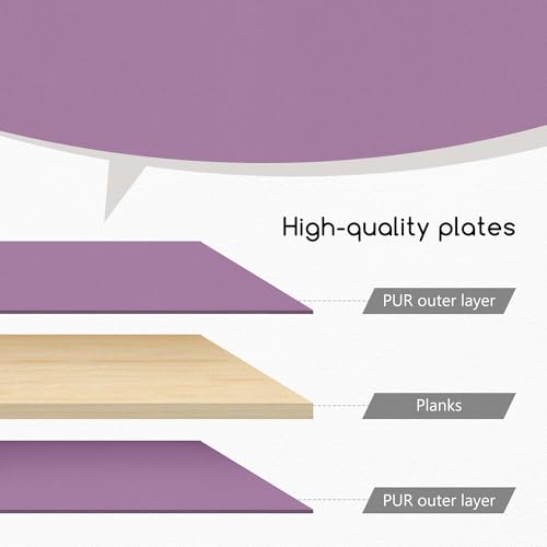 Image of Jerry & Maggie Desktop Organizer Office Storage Rack Adjustable Wood Display Shelf Free Style Double H, Multi-Functional Mini Bookshelf for Desk Natural Stand (Violet /2 Pack)