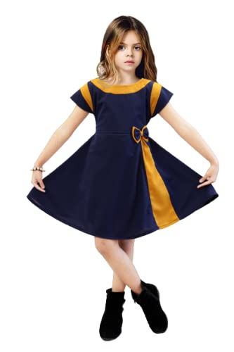 Suvee Cotton Blend Casual Blue Dress/Frock for Girls | Dress for Kids | Frock for Girl