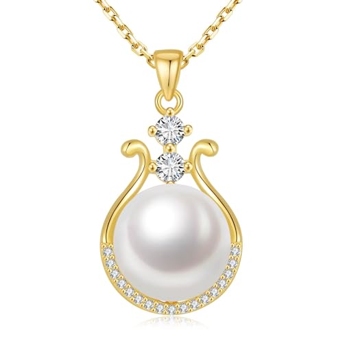 Pearl Necklace for Women, 11-11.5mm Single Freshwater Cultured Pearl Pendant, 18K Gold Plated 925 Sterling Silver Jewelry, Genuine Premium AAA Top Grade Real Pearl, Anniversary Christmas Birthday Gifts for Women Mom Wife
