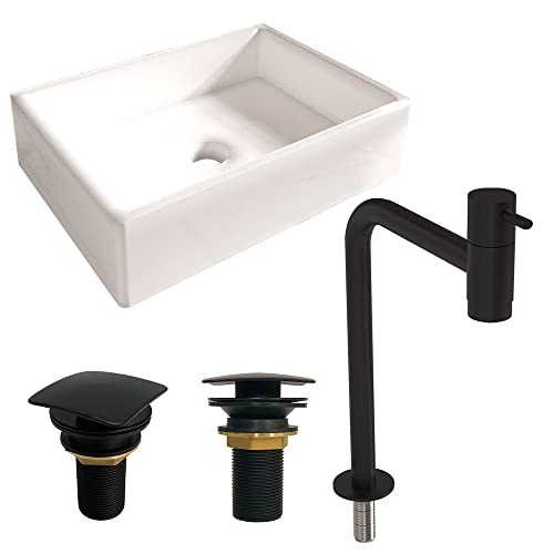 Cuba Torino com Torneira Inox Black e Válvula Click Black Branco