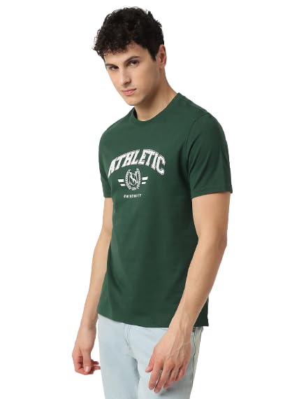 Image of Marks & Spencer Mens Printed Cotton Crew Neck Regular Fit T-Shirt