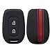 Produktbild kwmobile Autoschlüssel Hülle kompatibel mit Renault Dacia 2-Tasten Funk Autoschlüssel - Schlüsselhülle Rallystreifen Sidelines Rot Schwarz