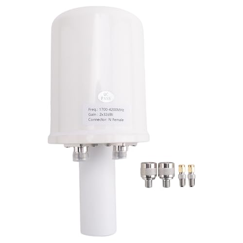 Orolotay Antena parabólica doble polarización 5G 1700-4200MHz WiFi 3G 4G 5G Reflector parabólico 2x32dBI Solo fuente de alimentación
