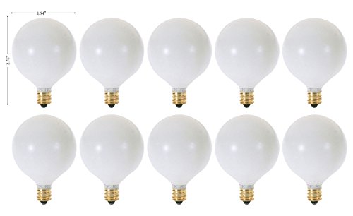 KOR (Pack of 10) G16.5 White Finsh Decorative (E12) Candelabra Base Globe Shape Incandescent 120V...