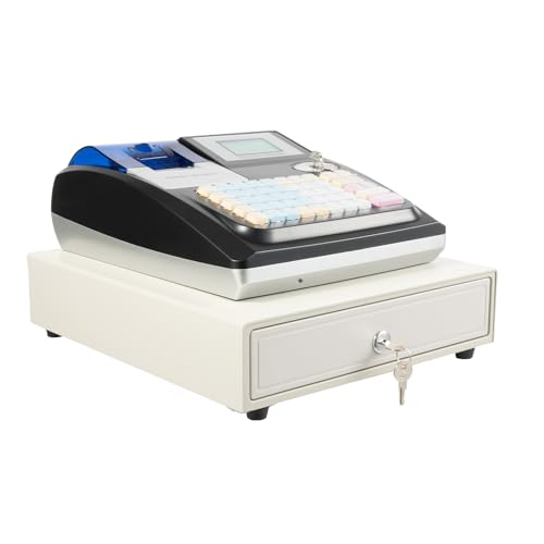PSUFURV Cash Register 48 Keys Electronic Cash Register with LCM Screen & LED Display 8 Digital LED Cash Register Commercial Cash Register Printer for Grocery Stores, Convenience Stores (Black)