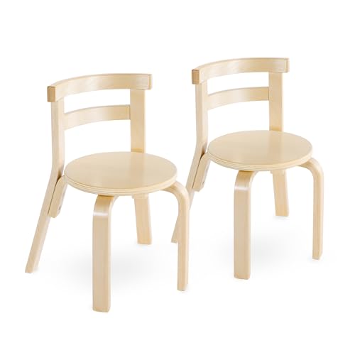 Guidecraft Kids' Nordic Chair Set of 2 - Natural: Curved Back Wooden Chair for Children Ages 2-5, 12