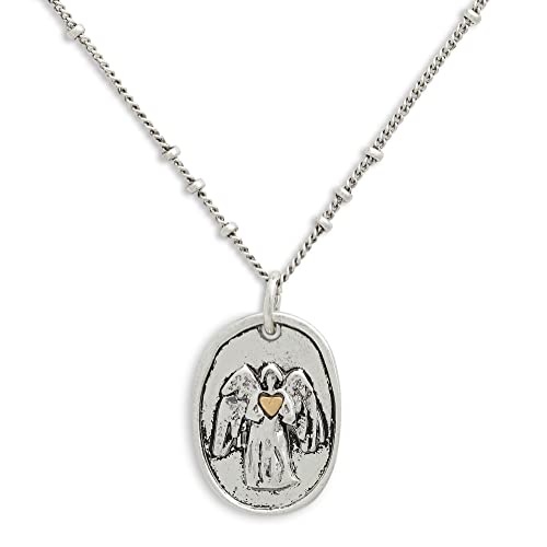 DEMDACO Guardian Angel Wing Heart Silver Gold Plated One Size Brass Metal Charm Necklace3