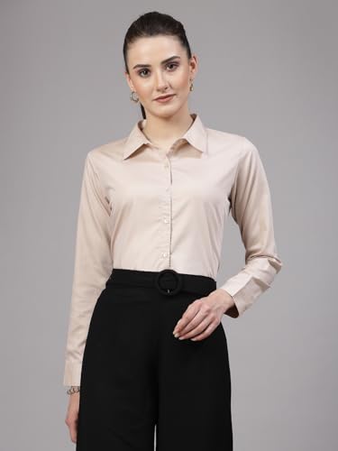 Image of Style Quotient Women Solid Chambrey Regular Formal Shirt