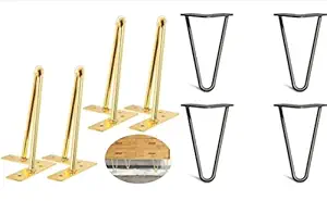 Aakash Decor Sofa Leg 6 Inches / 15 Cms PVD Gold Finish Hairpin Shape Set of 4