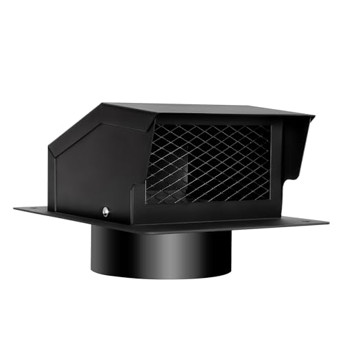 LTSEAME 6 inch Roof Vent Cap, Removable Roof Vent, Bathroom Exhaust Roof Vent for Dryer, Galvanized Steel with Damper for Ventilation System, Black