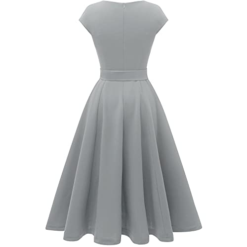 Image of DRESSTELLS Women's Cocktail Dresses, Formal Wedding Guest Modest Church Vintage Tea Party Midi Evening Dress