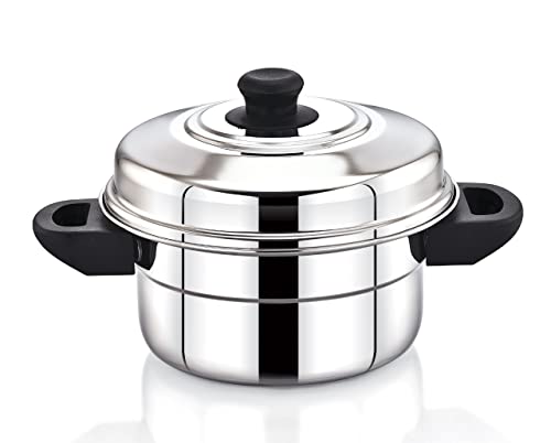 Hometronics Stainless Steel Multi Steamer Pot (2 idle plates/6 idols, 1 mini idoli plate/15 mini idoli, 1 multipurpose steamer/idyapa steamer plate) (6 pcs)