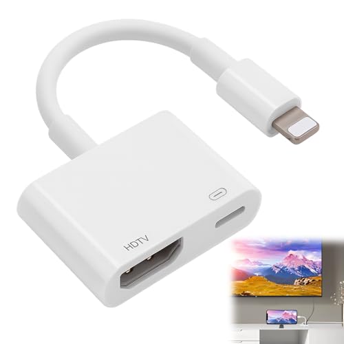 LgCiXli Adaptador Llghtning a HDMl | 1080P Full HD Digital AV Convertidor para lPhone & lPad | Presentaciones de negocios y espejo de oficina en casa | Plug & Play con puerto de carga