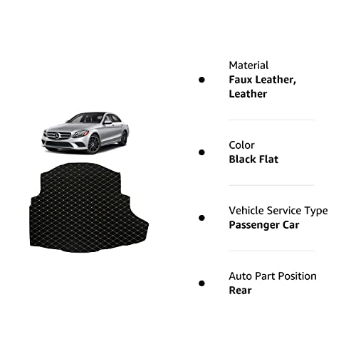 Custom Fit All Weather Heavy Duty Trunk Cargo Liner For 2015 2016 2017 2018 2019 2020 Mercedes Benz C Class C300 4 Matic - Black 2D Flat #TOP4